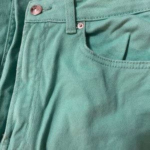 H&M mint green high waisted flare jeans